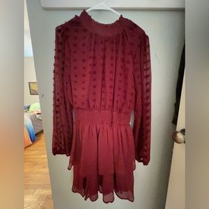 Burgandy Swiss dot dress